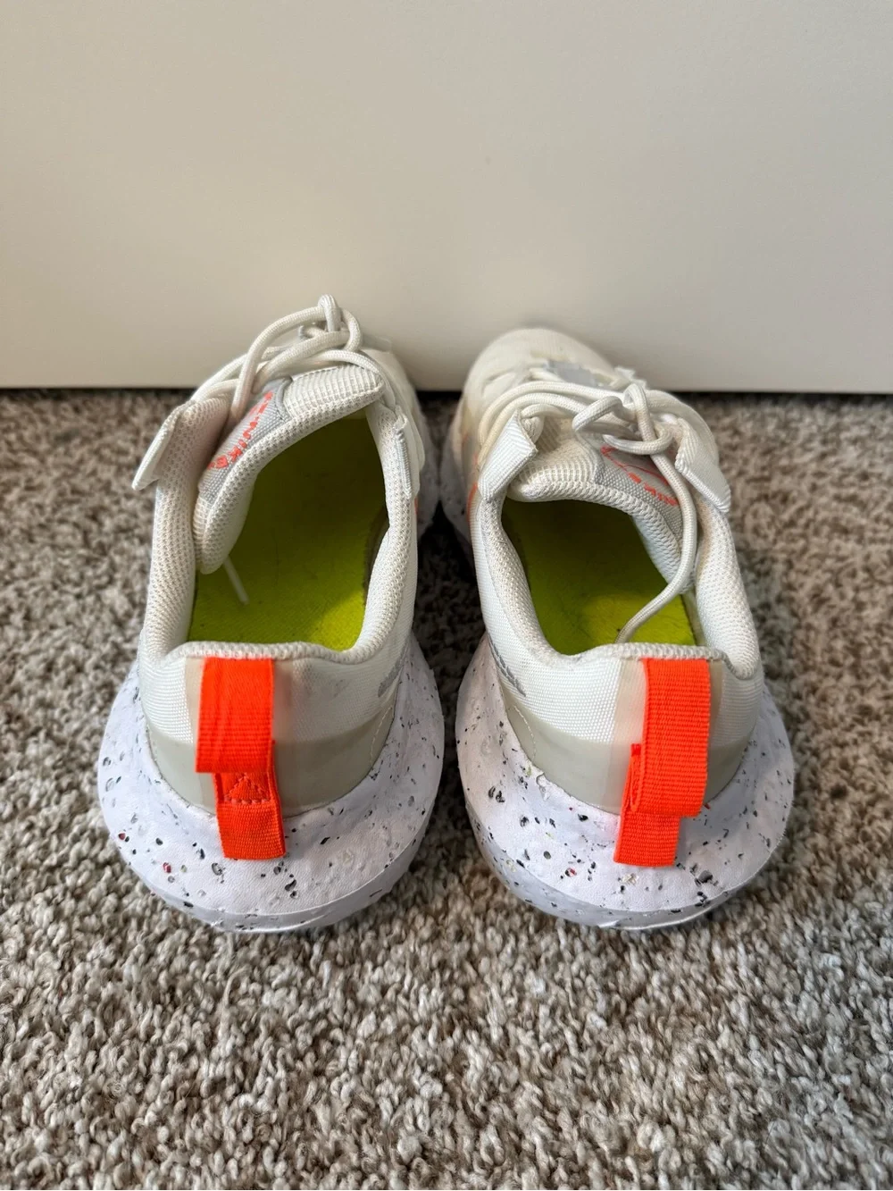 Nike White Sneakers with Neon Yellow Insole